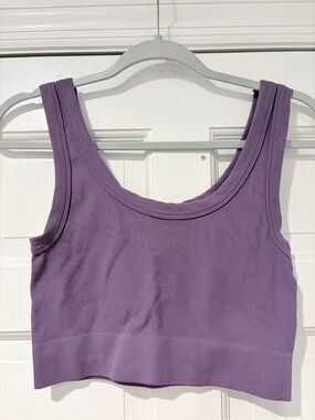 PacSun Purple Ribbed Scoop Crop Tank Bra